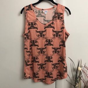 LuLaRoe | Coral Cat Sugarskull Tank Top | 2XL